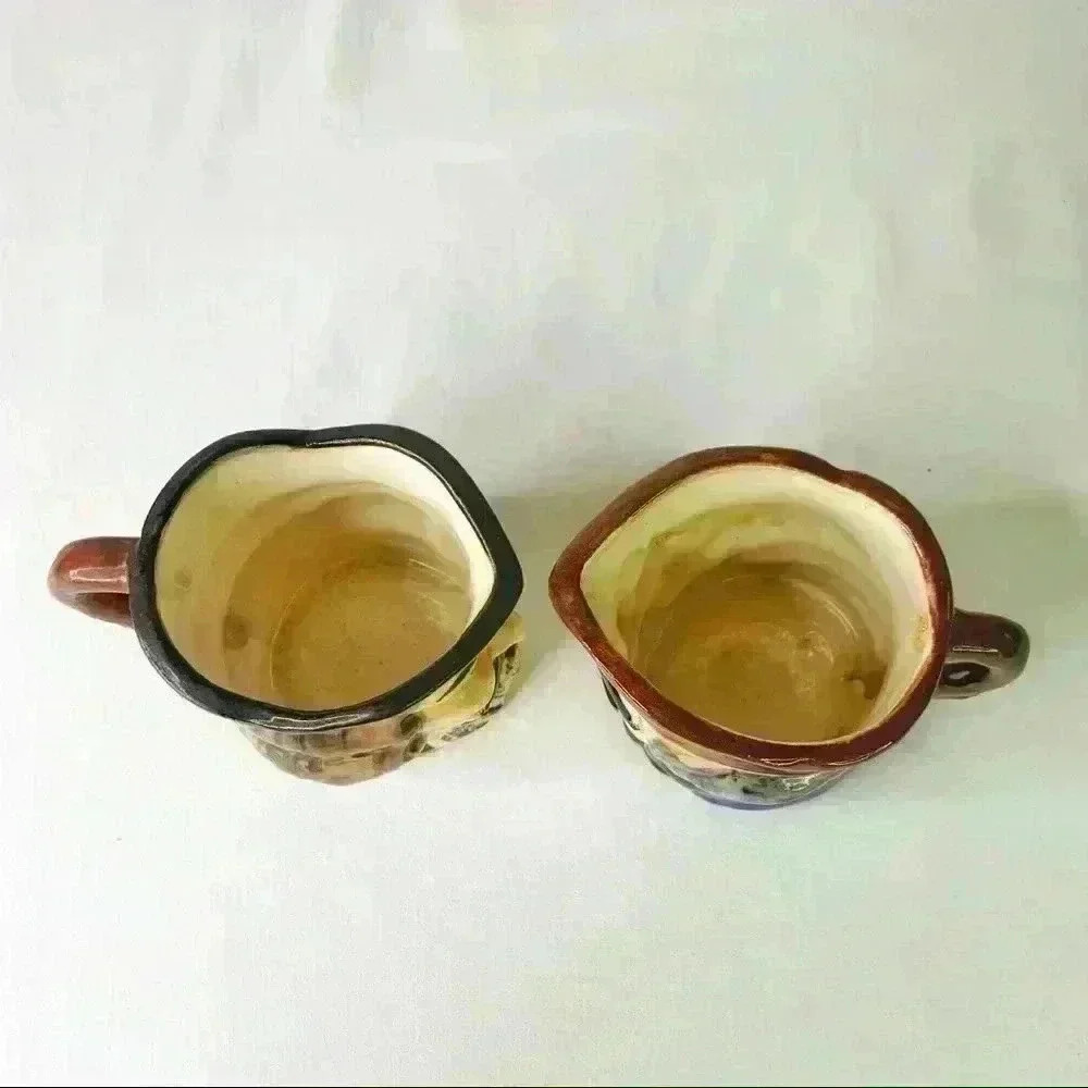 (2) Vintage Toby Mugs Cups Jug Pitcher Creamer Character Colonial Man Face Japan - Picture 4 of 8